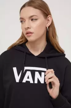 Vans bluza femei, culoarea negru, cu gluga, cu imprimeu imagine
