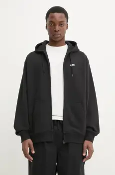 Vans hanorac de bumbac barbati, culoarea negru, cu gluga, cu imprimeu, VN000P53Y281 imagine