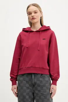 Vans hanorac de bumbac culoarea rosu, cu gluga, uni, VN000P5PBRD1 imagine
