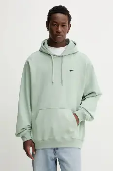 Vans hanorac de bumbac culoarea turcoaz, cu gluga, uni, VN000P58EMW1 imagine