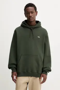 Vans hanorac de bumbac culoarea verde, cu gluga, cu imprimeu, VN000P21EMU1 imagine