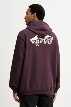 Vans hanorac de bumbac culoarea violet, cu gluga, cu imprimeu, VN000P51EMS1 imagine