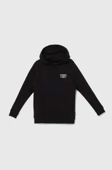 Vans hanorac de bumbac pentru copii BY Full Patched II PO culoarea negru, cu gluga, cu imprimeu, VN000JBEBLK1 imagine