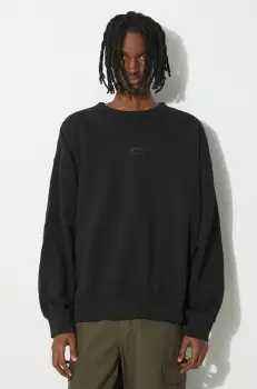 Vans hanorac de bumbac Premium Standards Crew Fleece LX barbati, culoarea negru, neted, VN000GBWBLK1 imagine