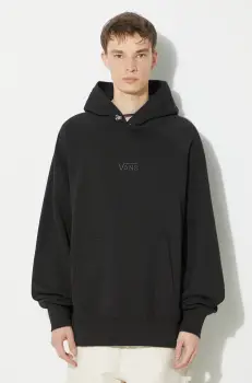 Vans hanorac de bumbac Premium Standards Hoodie Fleece LX barbati, culoarea negru, cu gluga, neted, VN000GZ1BLK1 imagine