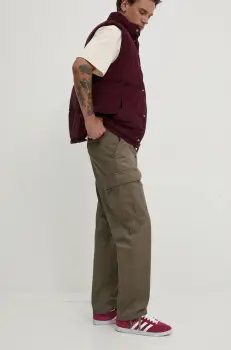 Vans pantaloni de bumbac culoarea verde, drept, VN0008N69JC1 imagine