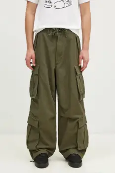 Vans pantaloni de bumbac Premium Classics LX Baggy Cargo Pant culoarea verde, cu fason cargo, VN000HMYKCZ1 imagine