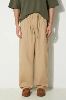 Vans pantaloni de bumbac Premium Classics LX Easy Trouser culoarea bej, VN000GZ2SQ71 imagine