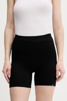 Vans pantaloni scurti culoarea negru, uni, high waist, VN000RW9BLK1 imagine