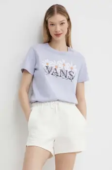Vans pantaloni scurti femei, culoarea bej, neted, high waist imagine
