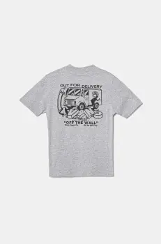 Vans tricou copii Next Stop culoarea gri, cu imprimeu, VN000MK3ATH1 imagine