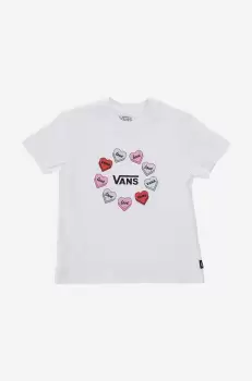 Vans tricou de bumbac pentru copii Candy Hearts culoarea alb, cu imprimeu imagine