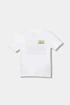 Vans tricou de bumbac pentru copii Shop Front SS culoarea alb, cu imprimeu, VN000R02WHT1 imagine