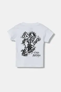 Vans tricou de bumbac pentru copii Stomper SS culoarea alb, cu imprimeu, VN000Q02WHT1 imagine