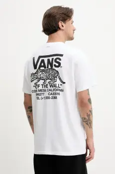 Vans tricou din bumbac barbati, culoarea alb, cu imprimeu, VN000M3YWHT1 imagine