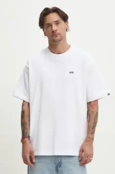 Vans tricou din bumbac barbati, culoarea alb, neted, VN000P1PWHT1 imagine