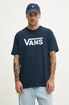 Vans tricou din bumbac barbati, culoarea albastru marin, cu imprimeu, VN000GGGEB41 imagine