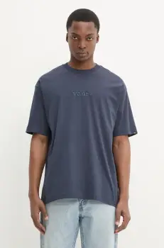 Vans tricou din bumbac barbati, culoarea albastru marin, neted, VN000HPZJDU1 imagine