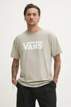 Vans tricou din bumbac barbati, culoarea bej, cu imprimeu, VN000GGGZUJ1 imagine
