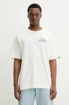 Vans tricou din bumbac barbati, culoarea bej, cu imprimeu, VN000NTWFS81 imagine