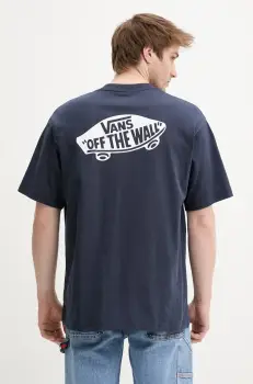 Vans tricou din bumbac barbati, culoarea bleumarin, cu imprimeu, VN000P50JDU1 imagine