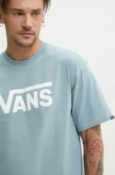 Vans tricou din bumbac barbati, culoarea gri, cu imprimeu, VN000GGGCFL1 imagine