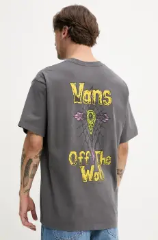 Vans tricou din bumbac barbati, culoarea gri, cu imprimeu, VN000NWN1O71 imagine
