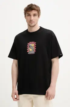 Vans tricou din bumbac barbati, culoarea negru, cu imprimeu, VN000NHUBLK1 imagine