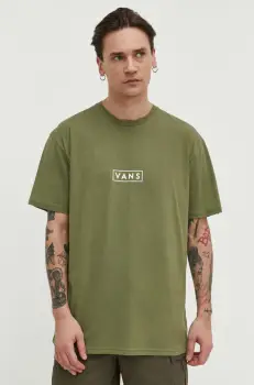 Vans tricou din bumbac barbati, culoarea verde, cu imprimeu imagine