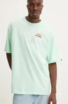 Vans tricou din bumbac barbati, culoarea verde, cu imprimeu, VN000KTDN4T1 imagine