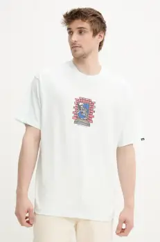 Vans tricou din bumbac barbati, culoarea verde, cu imprimeu, VN000NHURNE1 imagine