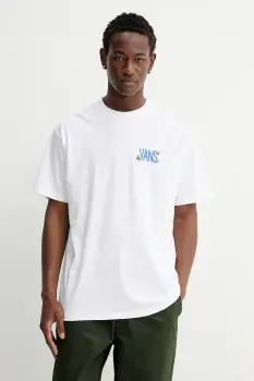 Vans tricou din bumbac culoarea alb, cu imprimeu, VN000PBRWHT1 imagine