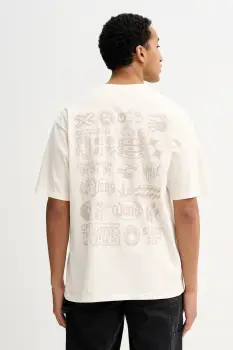 Vans tricou din bumbac culoarea bej, cu imprimeu, VN000PCWFS81 imagine