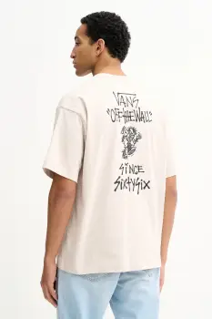 Vans tricou din bumbac culoarea bej, cu imprimeu, VN000RD4EN91 imagine