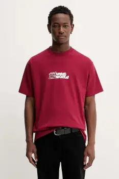 Vans tricou din bumbac culoarea bordo, cu imprimeu, VN000PBSBRD1 imagine