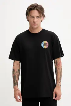 Vans tricou din bumbac culoarea negru, cu imprimeu, VN000M6RBLK1 imagine