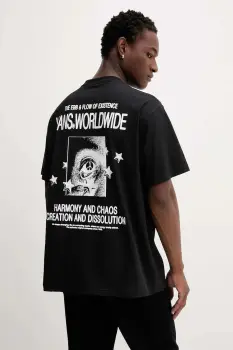 Vans tricou din bumbac culoarea negru, cu imprimeu, VN000PBRBLK1 imagine