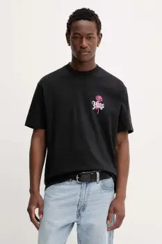 Vans tricou din bumbac culoarea negru, cu imprimeu, VN000PCHBLK1 imagine