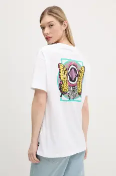 Vans tricou din bumbac femei, culoarea alb, VN000NXCWHT1 imagine