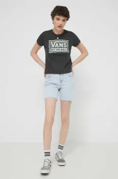 Vans tricou din bumbac femei, culoarea negru imagine