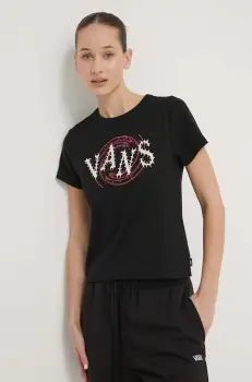 Vans tricou din bumbac femei, culoarea negru imagine