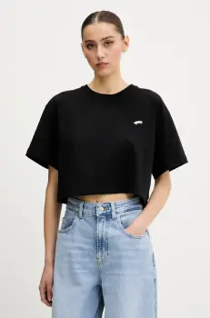 Vans tricou din bumbac femei, culoarea negru, VN000P5QBLK1 imagine