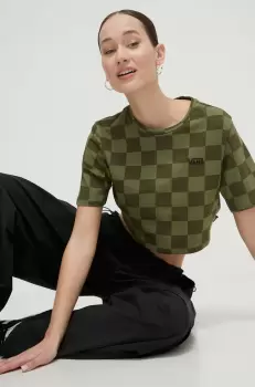 Vans tricou din bumbac femei, culoarea verde imagine