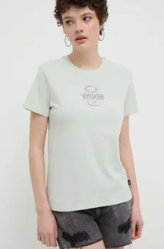 Vans tricou din bumbac femei, culoarea verde imagine