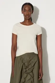 Vans tricou din bumbac Premium Classics LX Baby Tee femei, culoarea bej, VN000HM0DJR1 imagine