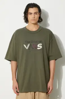 Vans tricou din bumbac Premium Classics LX Vans Clash barbati, culoarea verde, cu imprimeu, VN000HQ7KCZ1 imagine