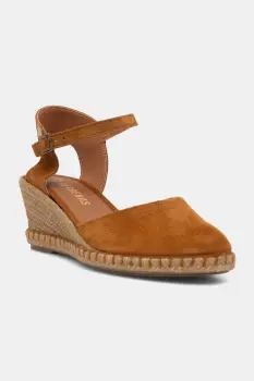 Verbenas espadrile wedges pentru femei, din piele intoarsa MALENA SERRAJE/TAN imagine