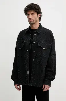 Versace Jeans Couture geaca jeans culoarea negru, de tranzitie, 78GAS454 DW060AG1 imagine