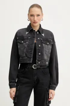 Versace Jeans Couture geaca jeans culoarea negru, de tranzitie, 79HAS403 CDWRC imagine