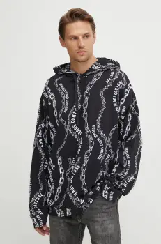 Versace Jeans Couture hanorac de bumbac barbati, culoarea negru, cu gluga, modelator, 77GAI3L0 FS160 imagine